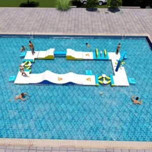 カスタマイズ可能な膨脹可能なプールの障害物コース-プールの Waterpark のために完成して下さい--プール公園 18