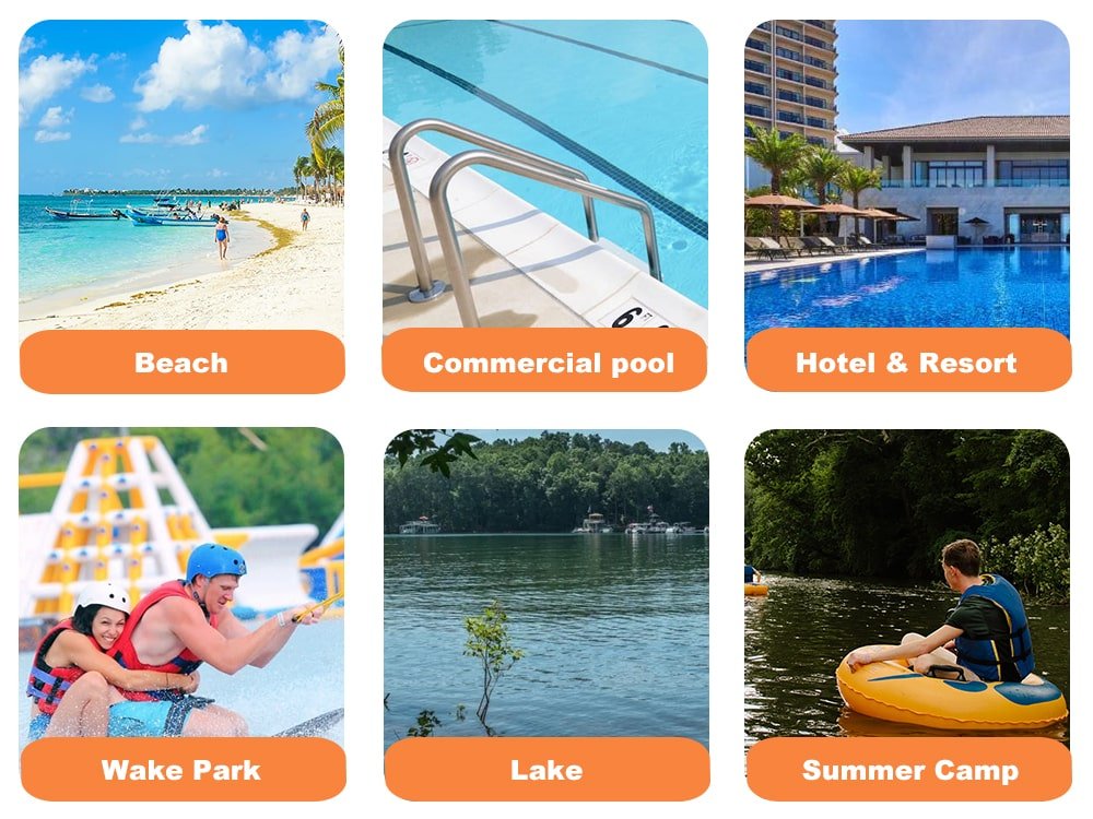 types of aqua park business settings for inflatable floating water parks
