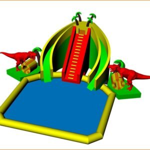 恐竜をテーマにしたインフレータブルスライドとプールを備えたポータブルウォーターパーク -- WP25