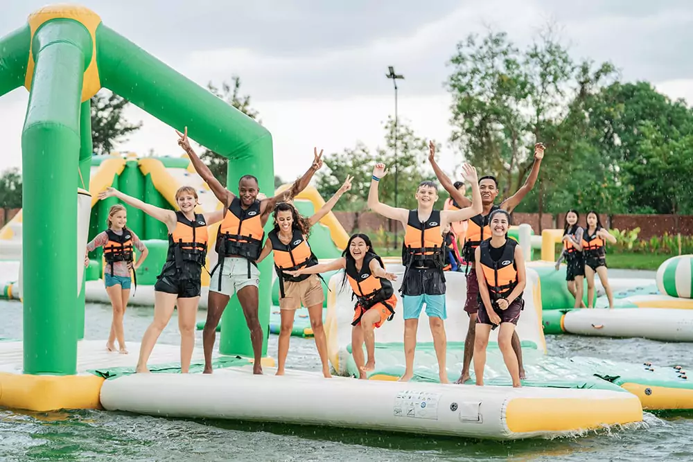 Group-of-visitors-enjoying-at-Inflatable-Aquapark