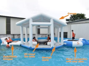 a floating cabana with premium features