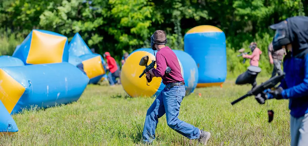 paintball-inflatables-set-up-on-grass