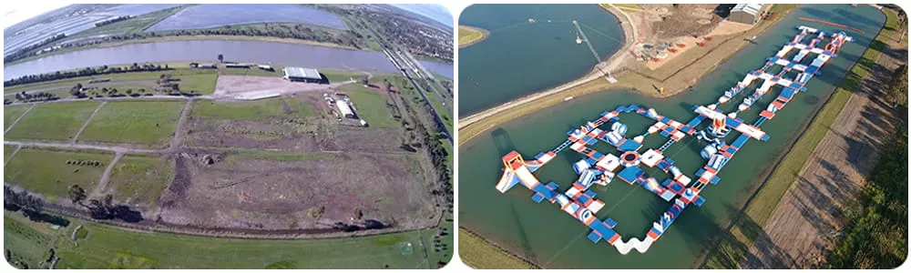 before-and-after-artificial-lake-floating-water-park-in-melbourne