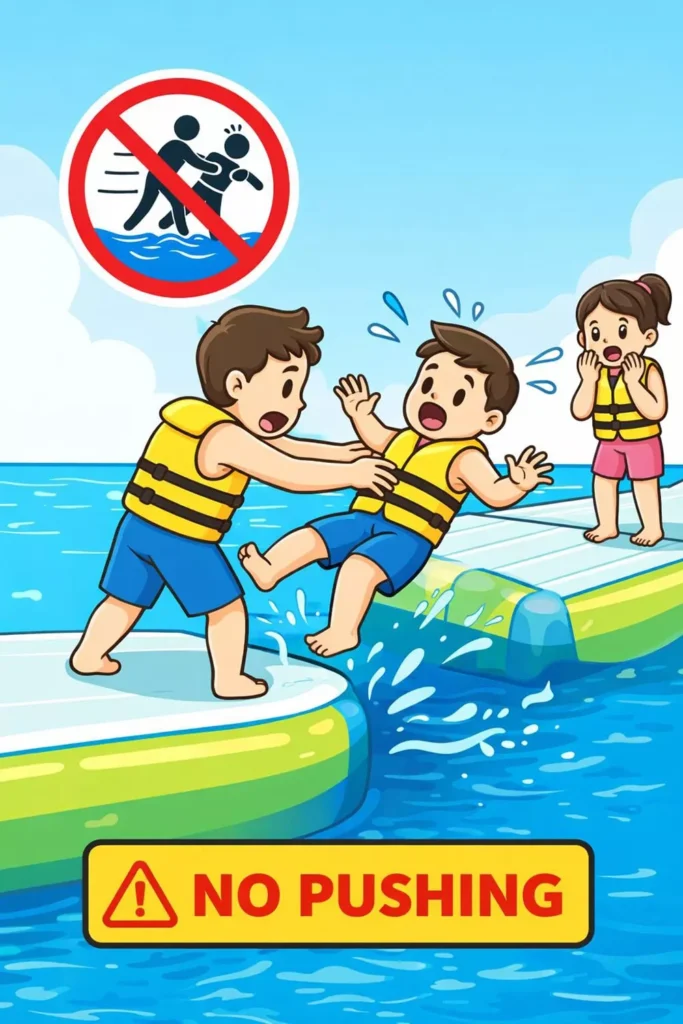 no-pushing-at-inflatable-water-park-platform-illustration