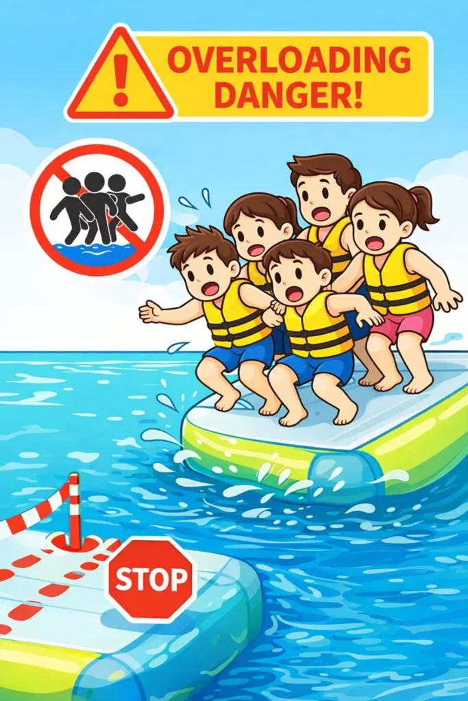 overcrowded-inflatable-water-park-platform-safety-illustration