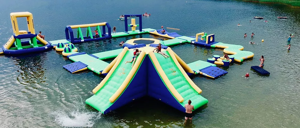 commercial-inflatable-water-park-floating-on-a-lake