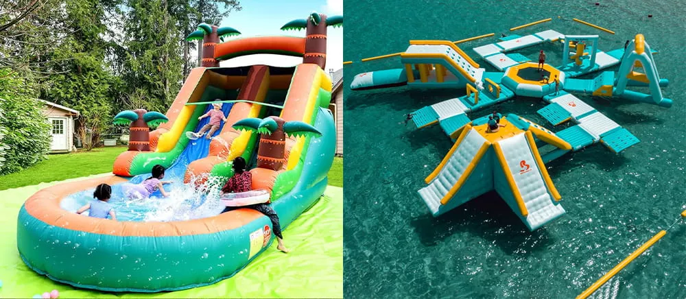 commercial vs personal inflatable aqua park differences load capacity safety design