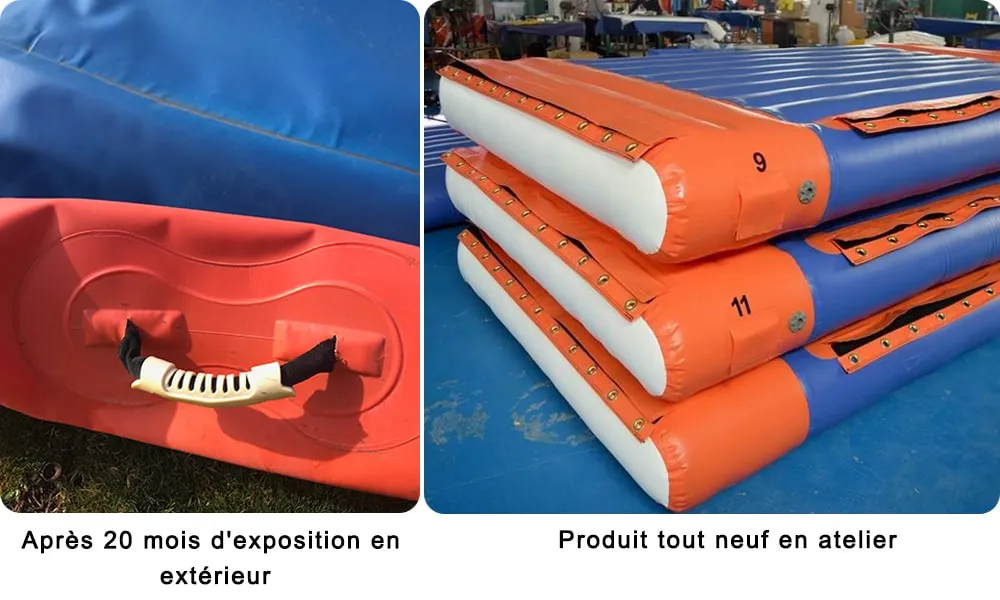 matériau durable de parc aquatique gonflable après une utilisation prolongée