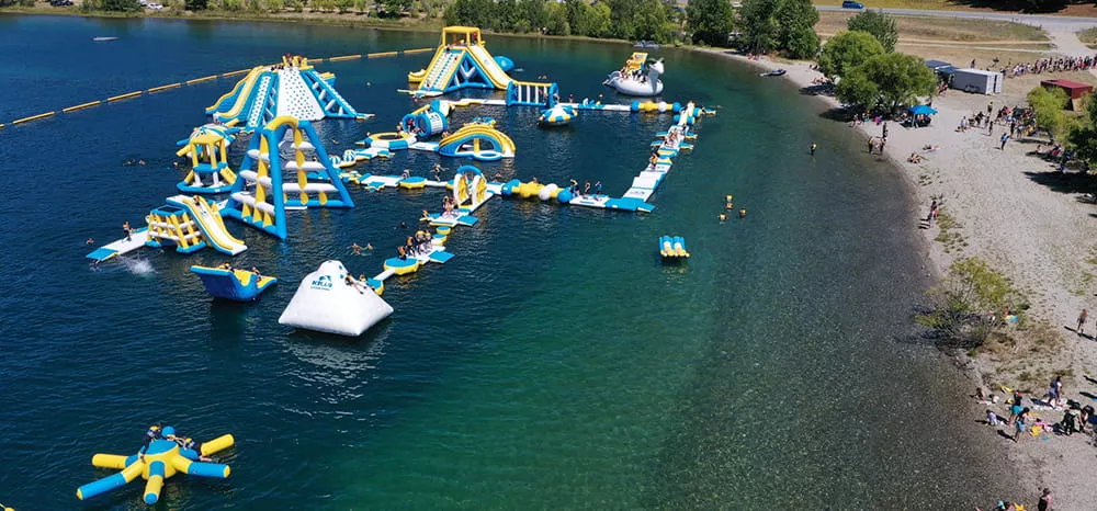 inflatable-water-park-operating-on-a-lake-environment