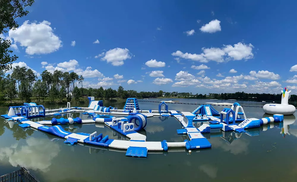 floating-water-park-installed-on-a-calm-lake