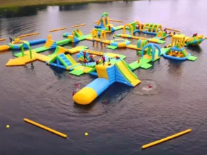  uk-150-guest-inflatable-floating-water-park-in-lake