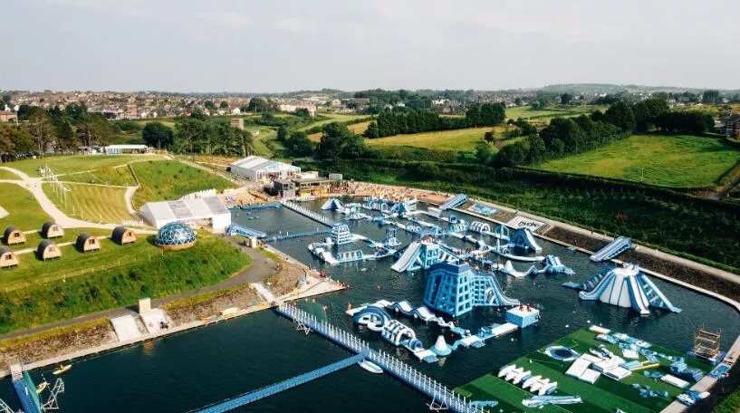 Bouncia inflatable water park in Northern Ireland with 350+ capacity