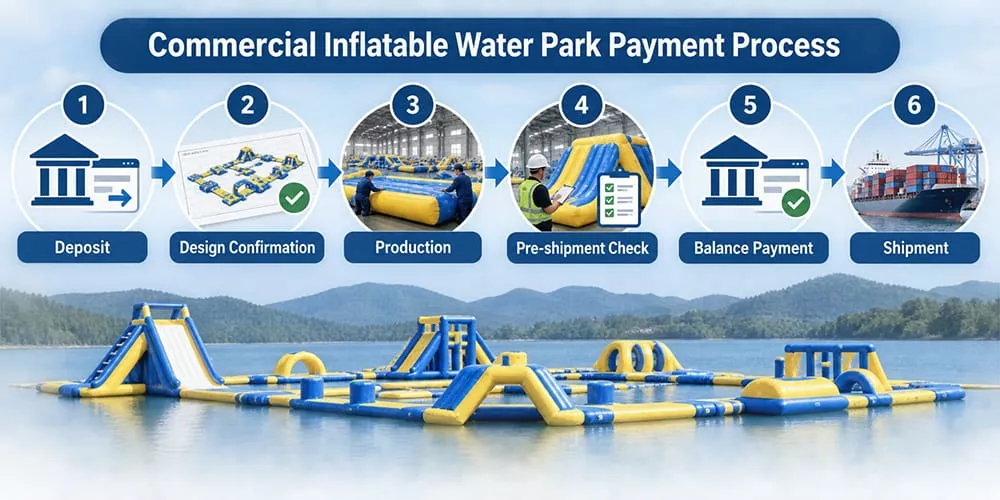 Processus de paiement échelonné pour acheter un parc aquatique gonflable